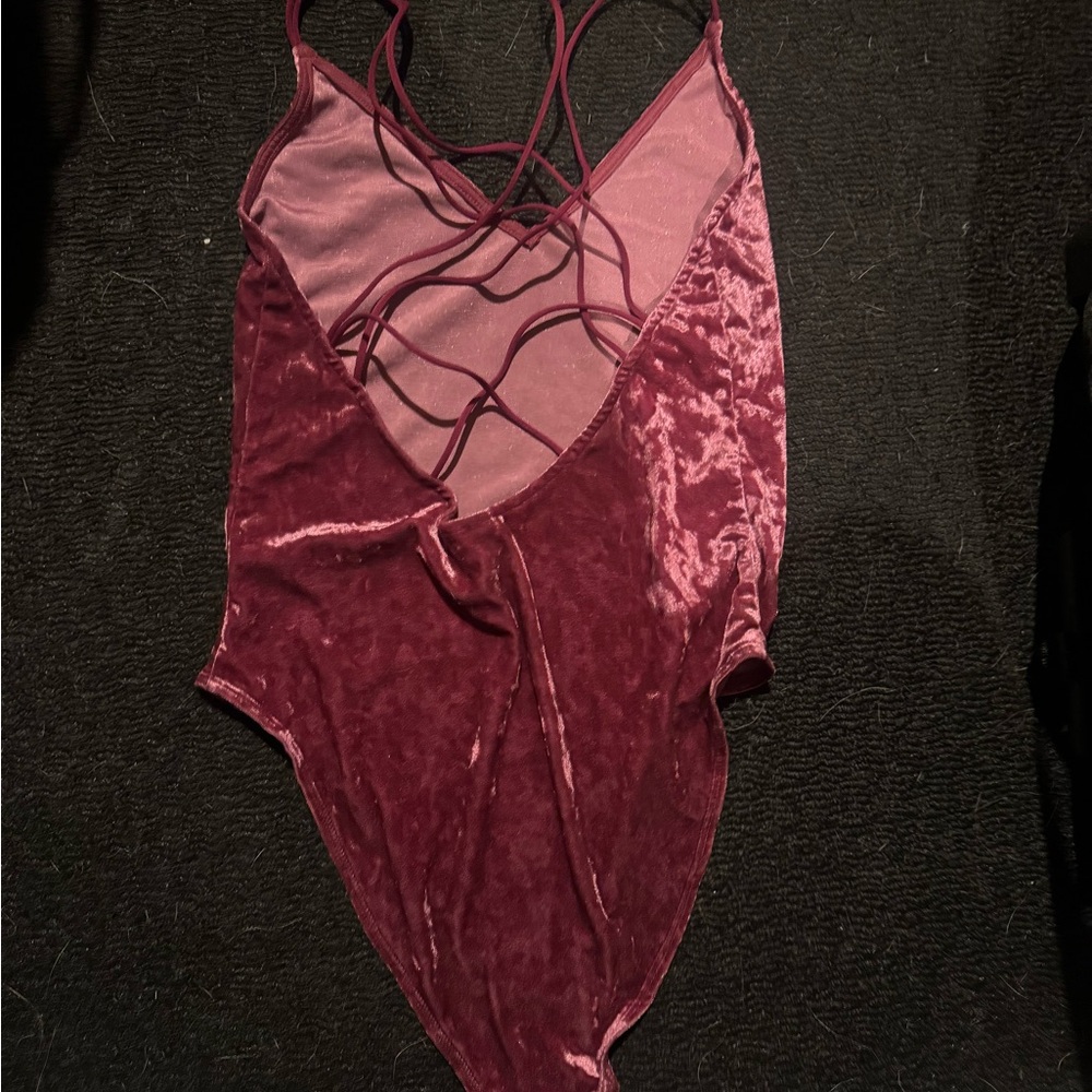 Velvet Bodysuit with Strappy Back